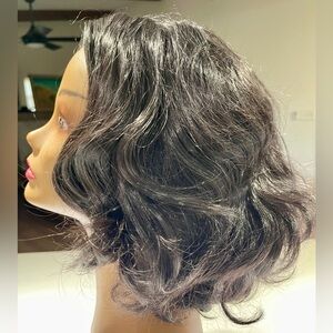 HAIR, 15” Layered Bob, Curly, center part, Black